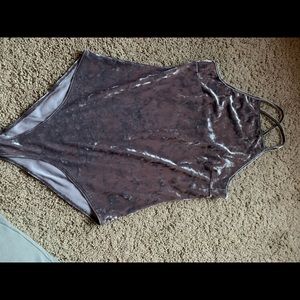 Gray velvet body suit
